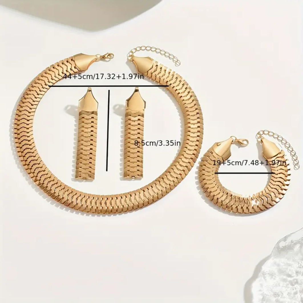 UK Women Ladies Gold Fashion Jewellery Gift Set Necklace Braclet Earrings NEW5