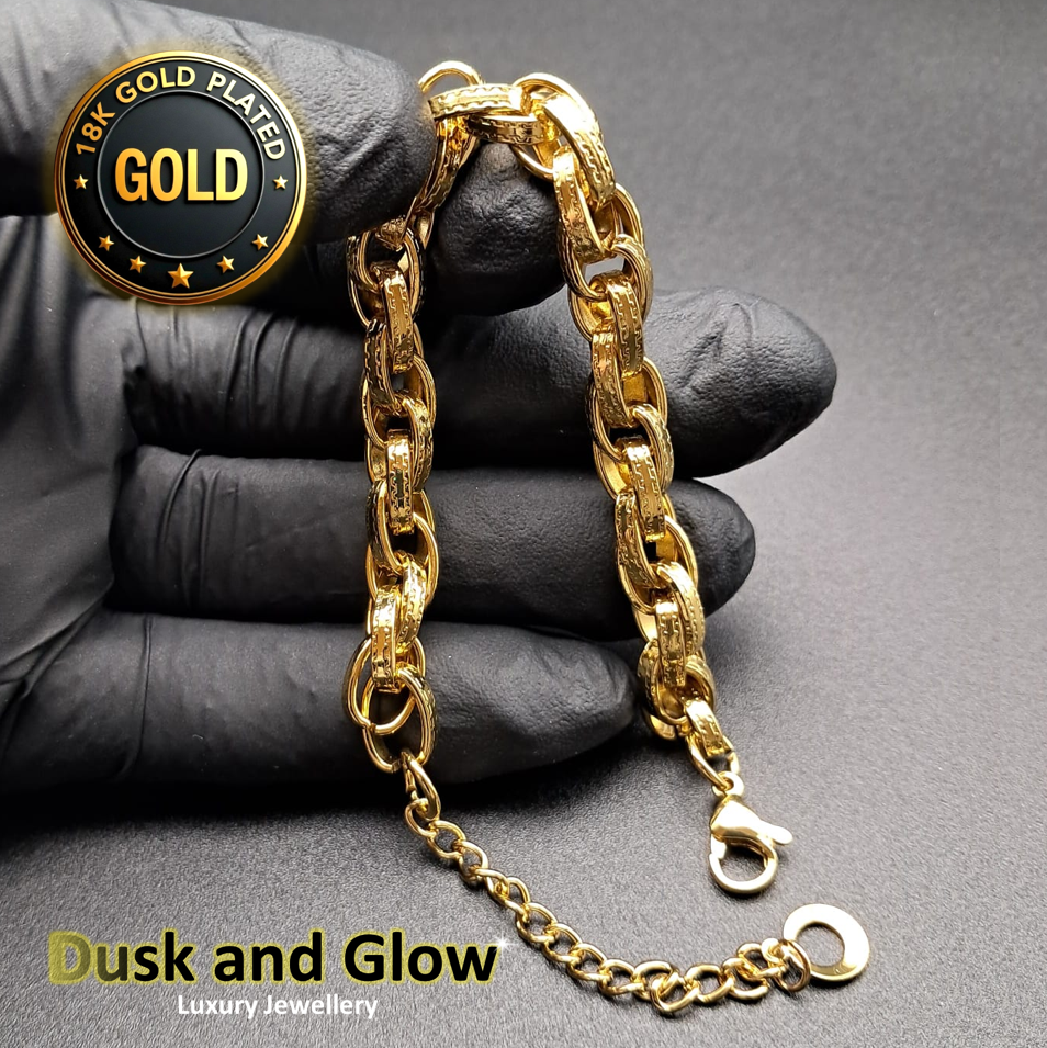 18ct Gold Plated Belcher Bracelet Luxury Heavy Chucky Chain Women Gift NEW UK0