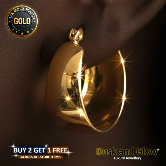 UK Womens Gold Hoop Earrings Genuine 18K Plating Ladies Girls Jewelry Gift NEW0