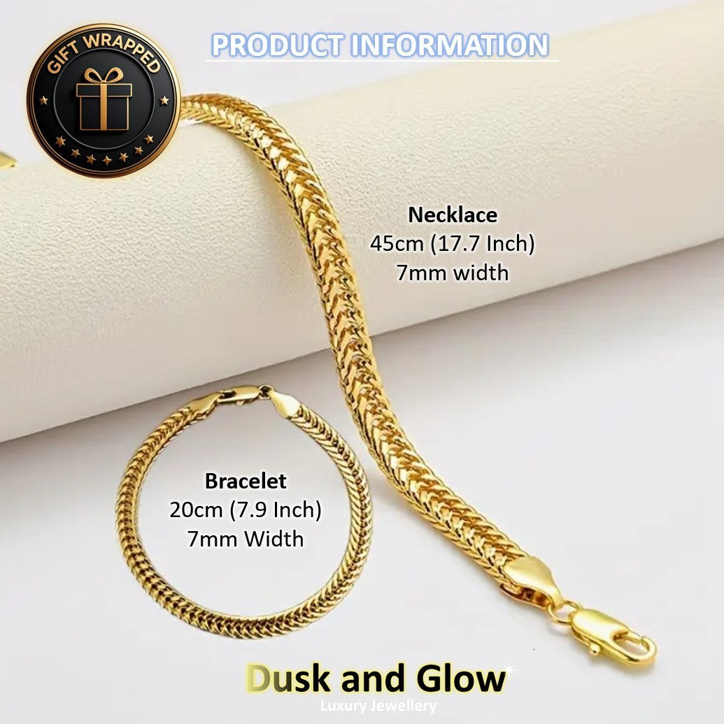 Gold Jewellery Set Necklace Bracelet Chunky Chain Link Women Ladies Gift NEW UK3