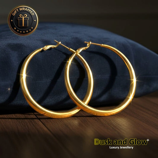 Women Large Size 5cm Gold Hoop Earrings Pair Ladies Girls Jewellery Gift NEW UK0