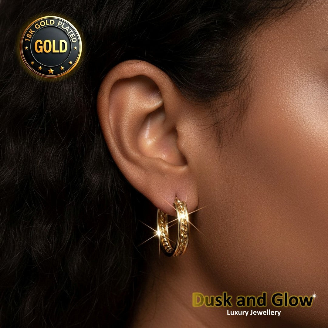 UK Womens Gold Hoop Earrings Genuine 18K Plating Ladies Girls Jewelry Gift NEW1