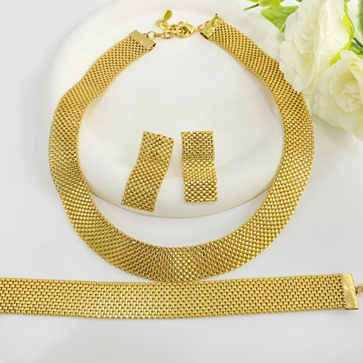 UK Women Ladies Gold Fashion Jewelry Gift Set Necklace Braclet Drop Earrings NEW2
