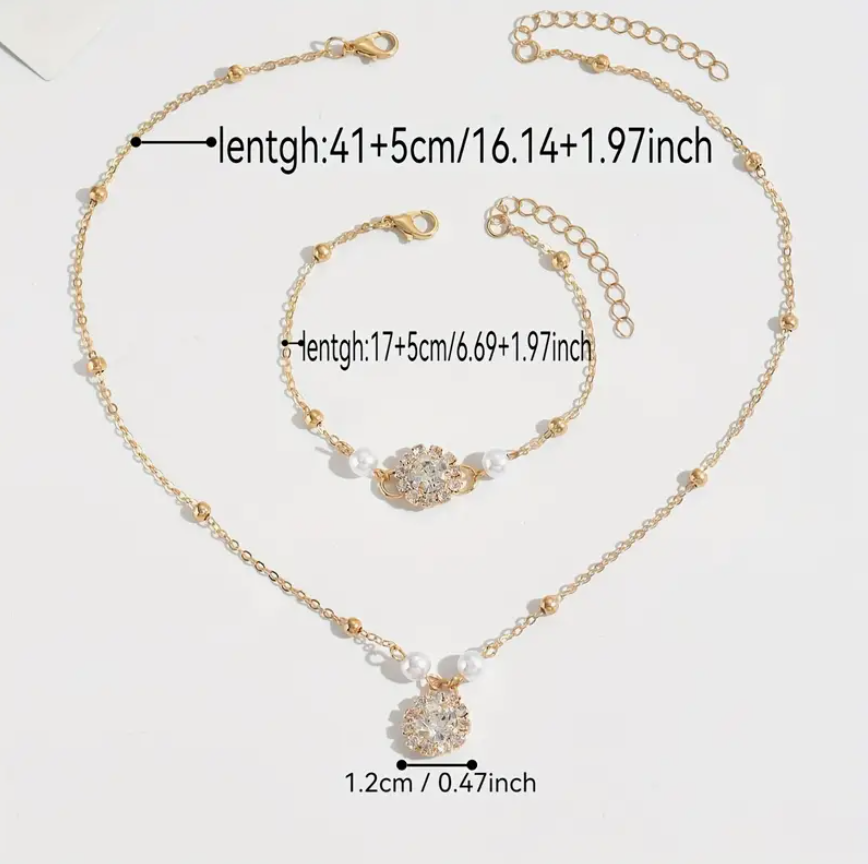 UK Women Ladies Faux Pearl Fashion Jewelry Gift Set Necklace Bracelet NEW5