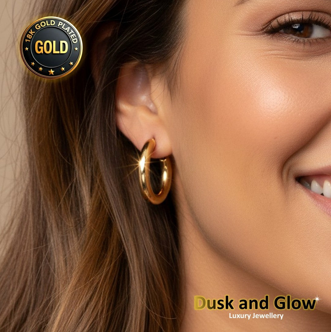 UK Womens Gold Hoop Earrings Genuine 18K Plating Ladies Girls Jewelry Gift NEW2