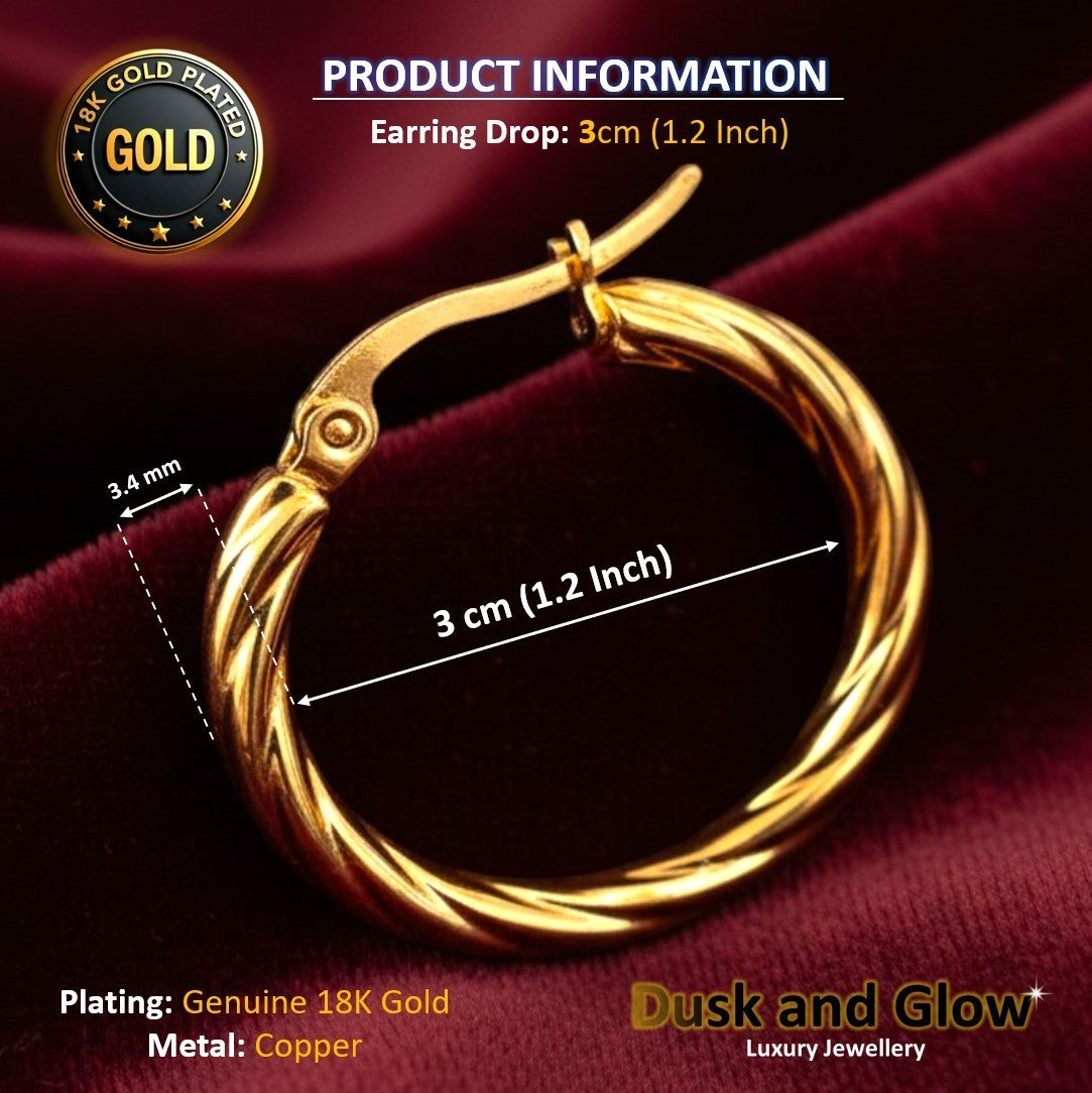 UK Womens Gold Hoop Earrings Genuine 18K Plating Ladies Girls Jewelry Gift NEW4