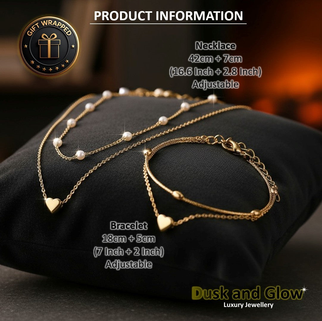 Women Ladies Gold Jewellery Set Necklace Bracelet Fashion Girls Gift UK NEW4