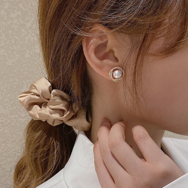 Faux Stone Pearl Stud Earrings Cubic Zirconia Women Ladies Jewellery Gift UK NEW3