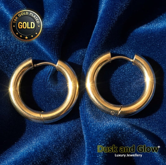 UK Womens Gold Hoop Earrings Genuine 18K Plating Ladies Girls Jewelry Gift NEW0