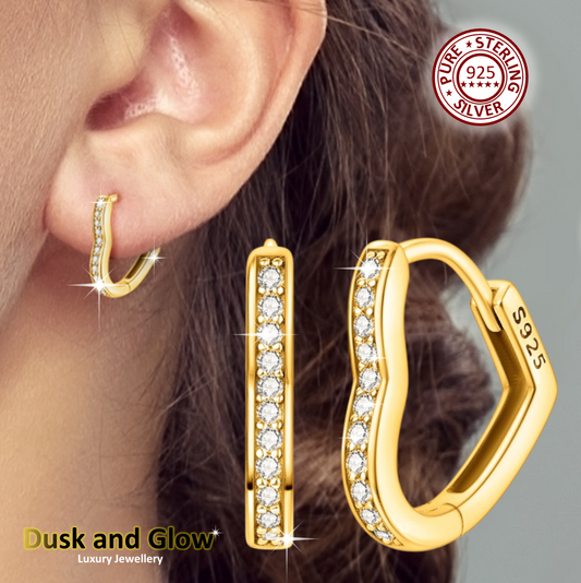 925 Solid Sterling Silver Hoop Huggie Earrings CZ Women Ladies Girls Gift UK NEW0