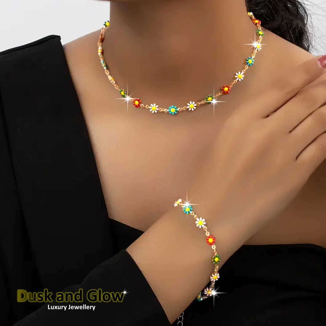 UK Women Ladies Multicolour Fashion Jewelry Gift Set Necklace Bracelet NEW0