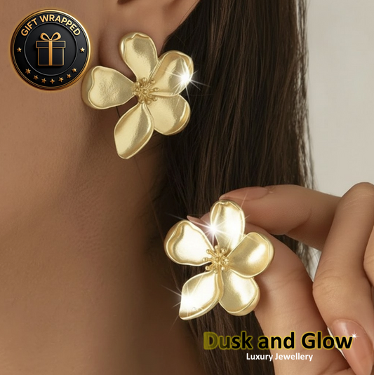Women Vintage Gold Stud Earrings Flower Ladies Jewellery Wedding Gift UK NEW3