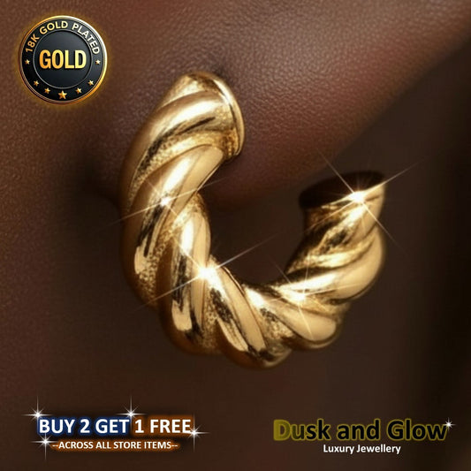 UK Womens Gold Hoop Earrings Genuine 18K Plating Ladies Girls Jewelry Gift NEW0