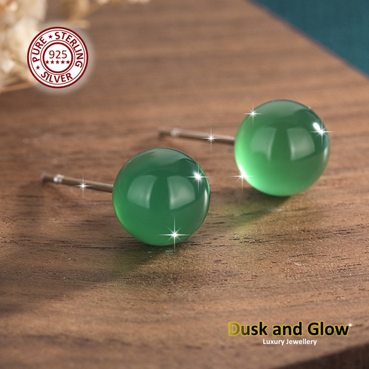 Agate Stone Pearl Stud Earrings in Pure 925 Sterling Silver Luxury Women Gift UK0