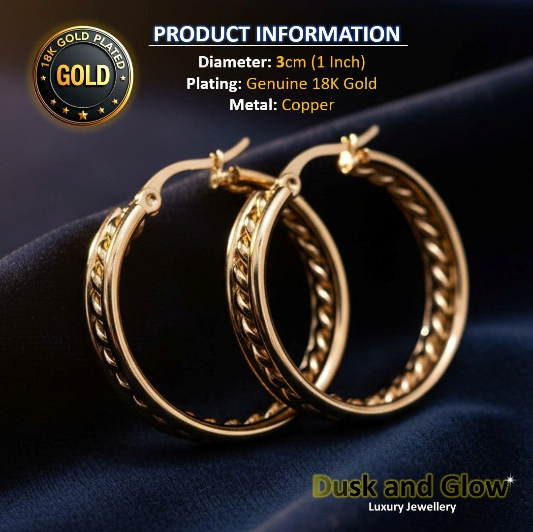 UK Womens Gold Hoop Earrings Genuine 18K Plating Ladies Girls Jewelry Gift NEW4