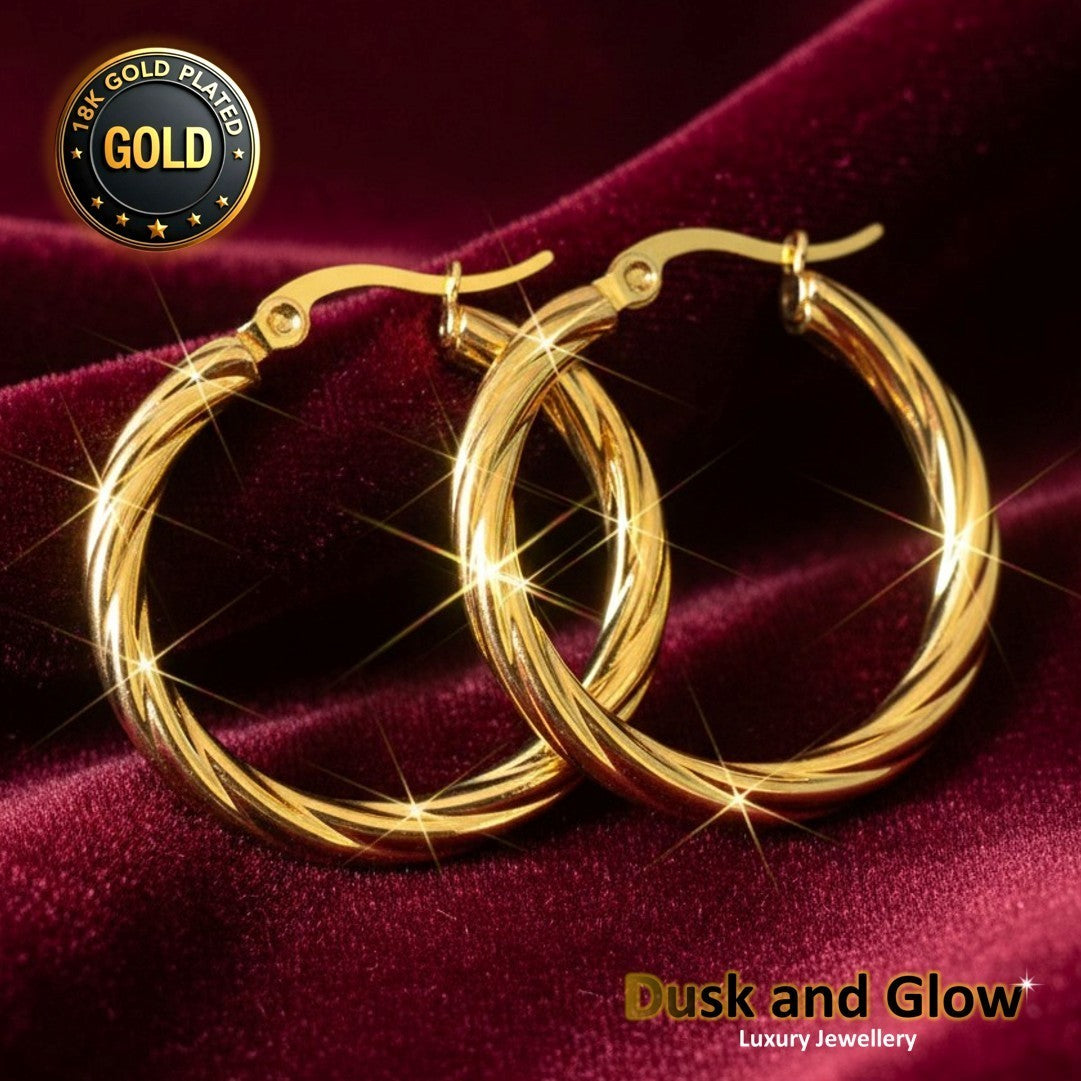 UK Womens Gold Hoop Earrings Genuine 18K Plating Ladies Girls Jewelry Gift NEW0