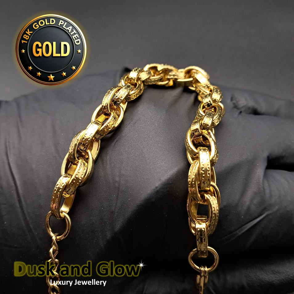 18ct Gold Plated Belcher Bracelet Luxury Heavy Chucky Chain Women Gift NEW UK3
