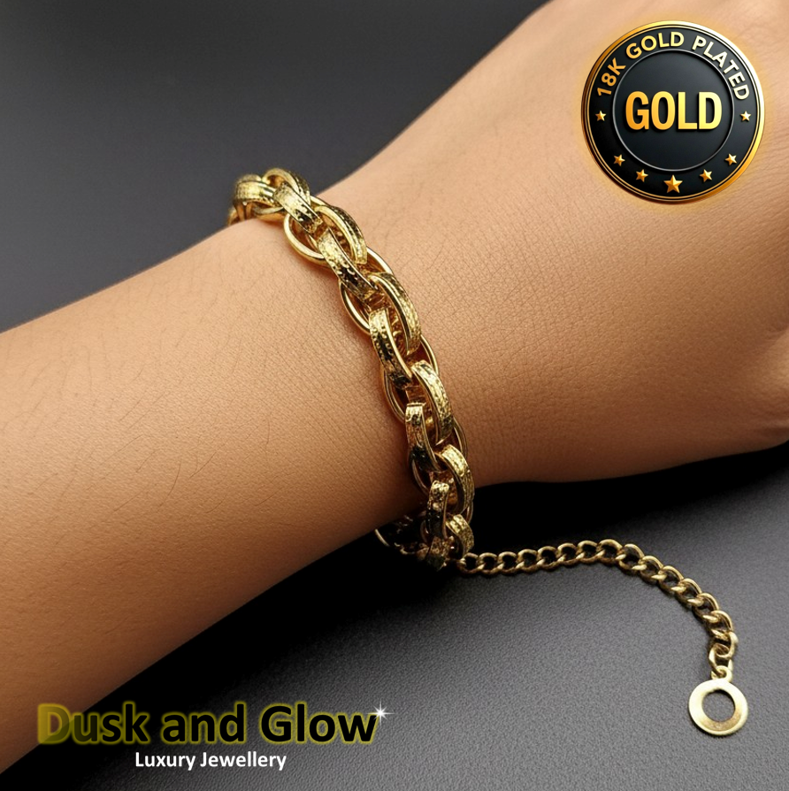18ct Gold Plated Belcher Bracelet Luxury Heavy Chucky Chain Women Gift NEW UK1