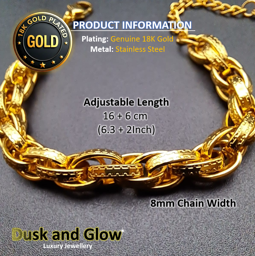 18ct Gold Plated Belcher Bracelet Luxury Heavy Chucky Chain Women Gift NEW UK4