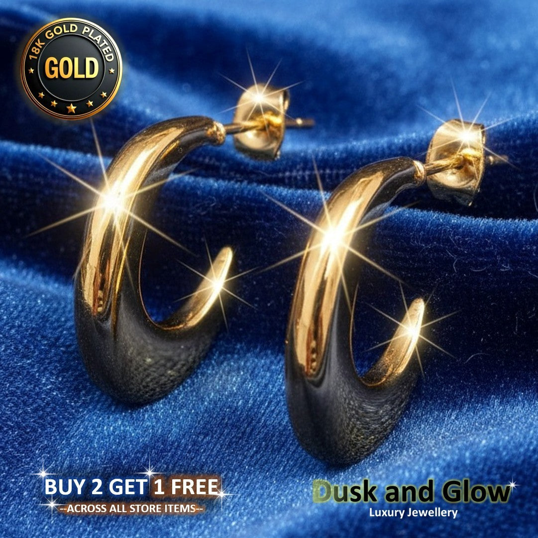 UK Womens Gold Hoop Earrings Genuine 18K Plating Ladies Girls Jewelry Gift NEW0
