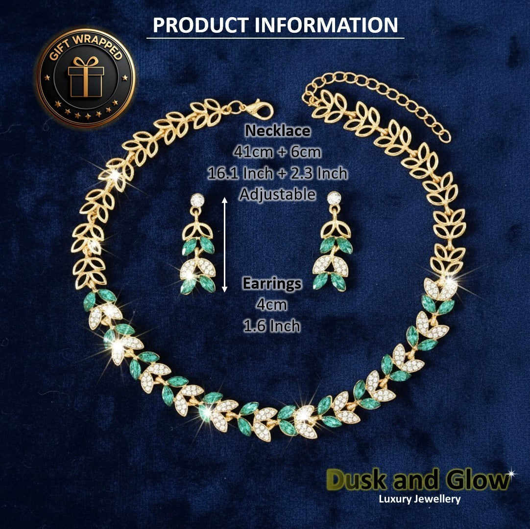 Women Fashion Gold Jewellery Gift Set CZ Gem Necklace Drop Earrings Wedding UK4