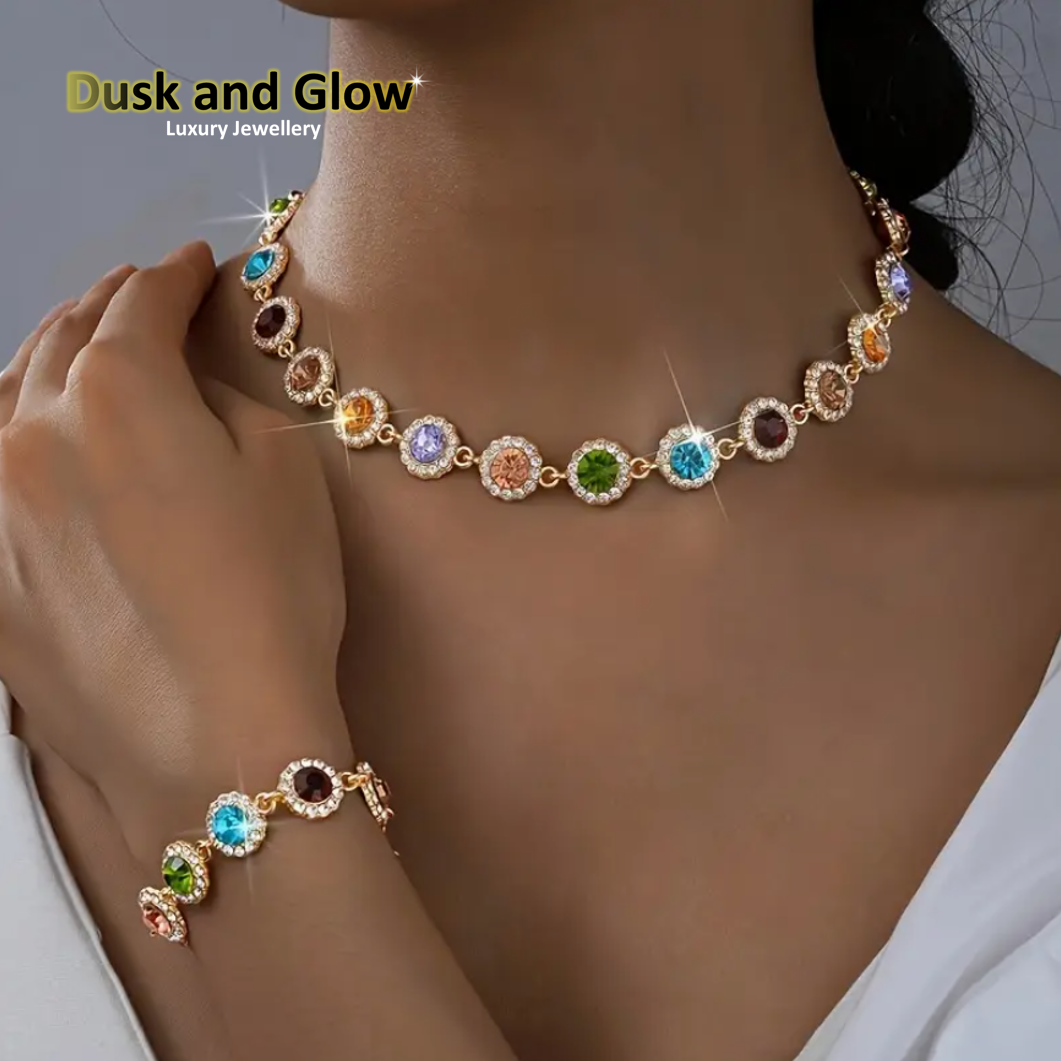UK Women Ladies Multicolour Fashion Jewelry Gift Set Necklace Drop Earrings NEW0
