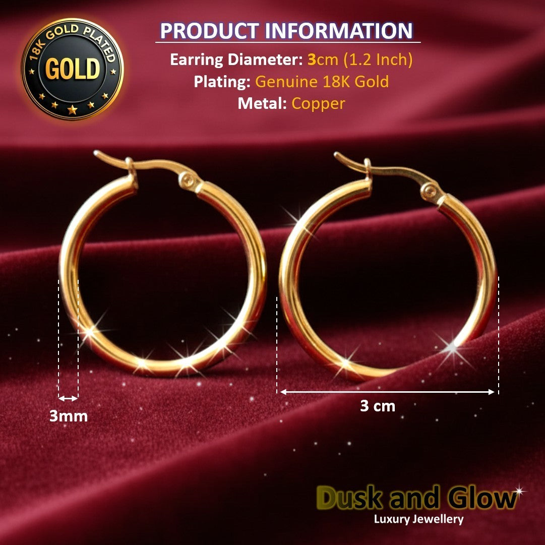 UK Womens Gold Hoop Earrings Genuine 18K Plating Ladies Girls Jewelry Gift NEW4