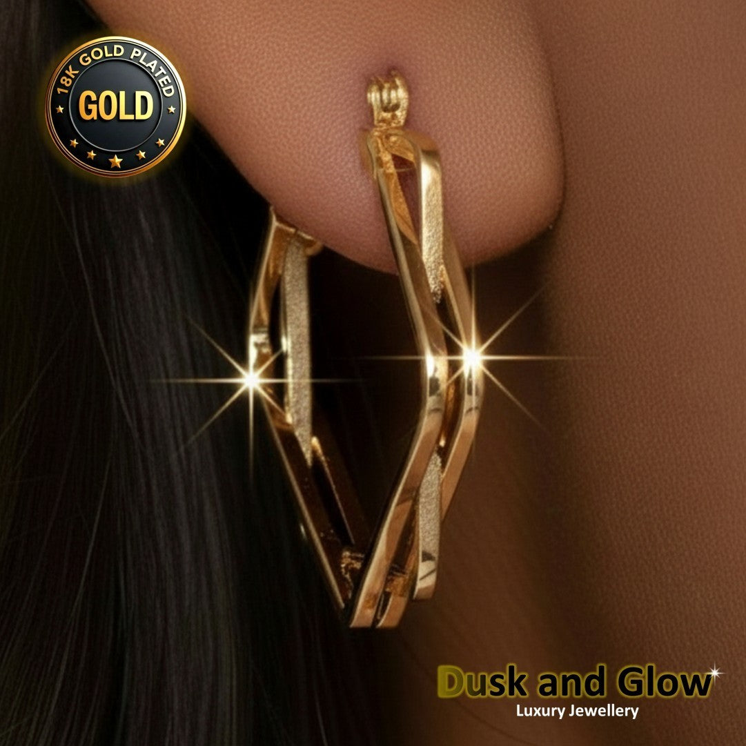 UK Womens Gold Hoop Earrings Genuine 18K Plating Ladies Girls Jewelry Gift NEW0