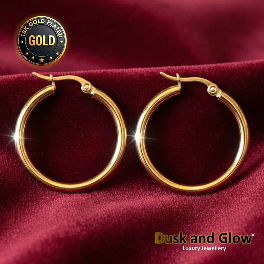 UK Womens Gold Hoop Earrings Genuine 18K Plating Ladies Girls Jewelry Gift NEW0