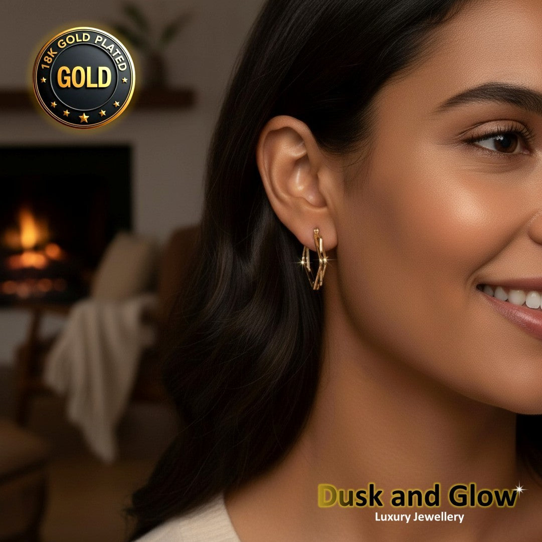 UK Womens Gold Hoop Earrings Genuine 18K Plating Ladies Girls Jewelry Gift NEW3