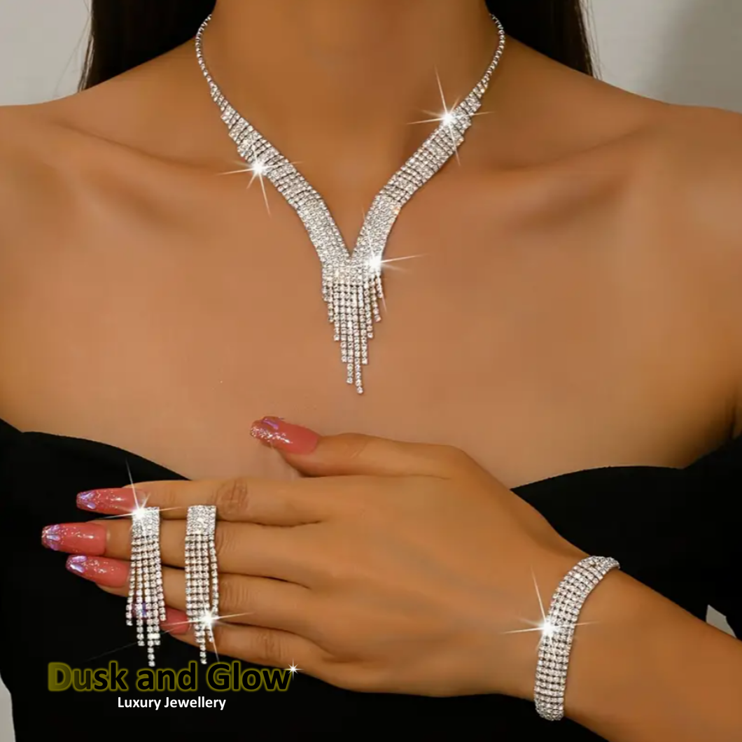 UK Women Ladies Gold Fashion Jewelry Gift Set Necklace Braclet Drop Earrings NEW0