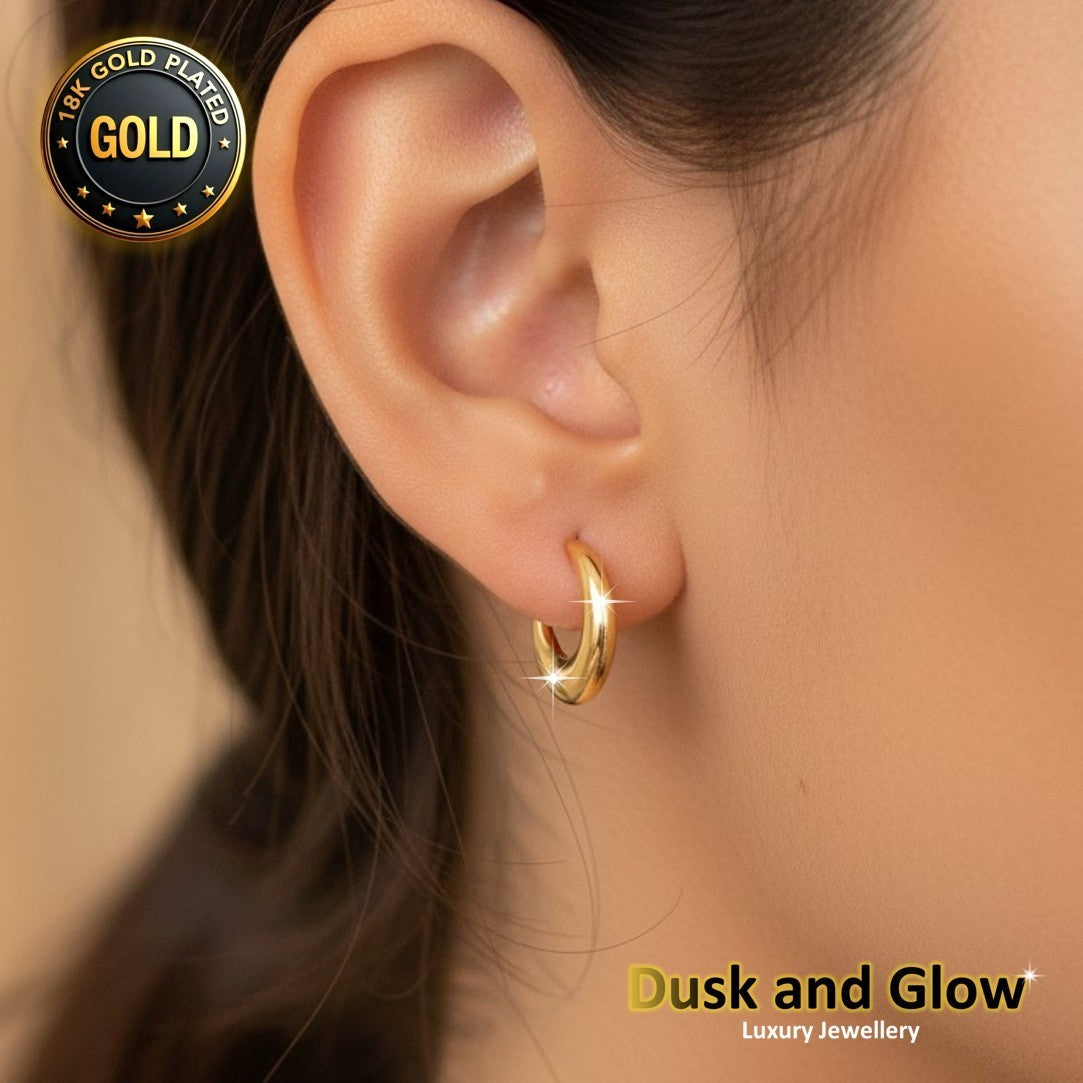 UK Womens Gold Hoop Earrings Genuine 18K Plating Ladies Girls Jewelry Gift NEW1