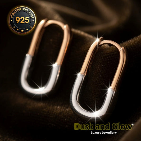 Women Hoop Earrings Solid 925 Sterling Silver and Gold Luxury Ladies Gift UK NEW0