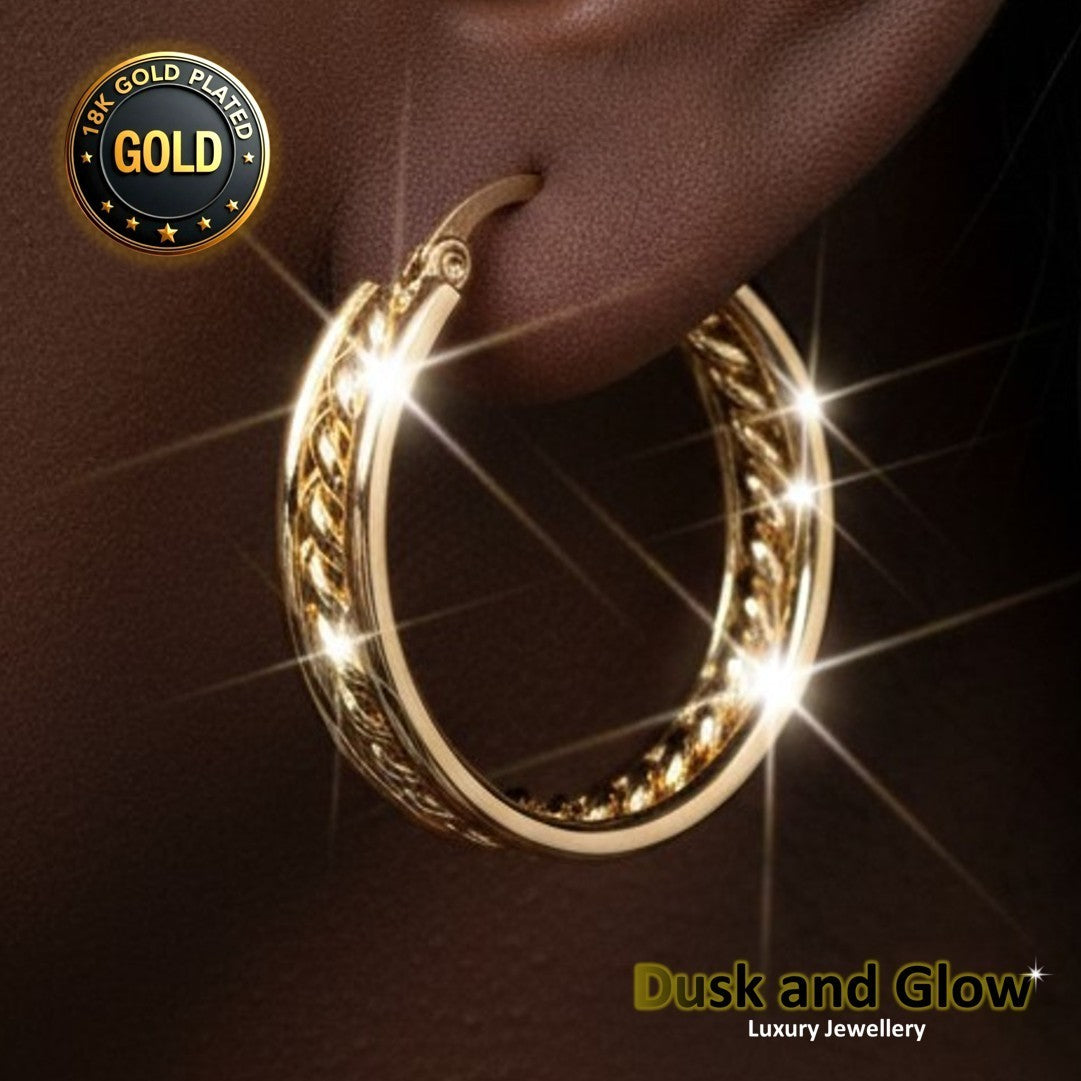 UK Womens Gold Hoop Earrings Genuine 18K Plating Ladies Girls Jewelry Gift NEW0