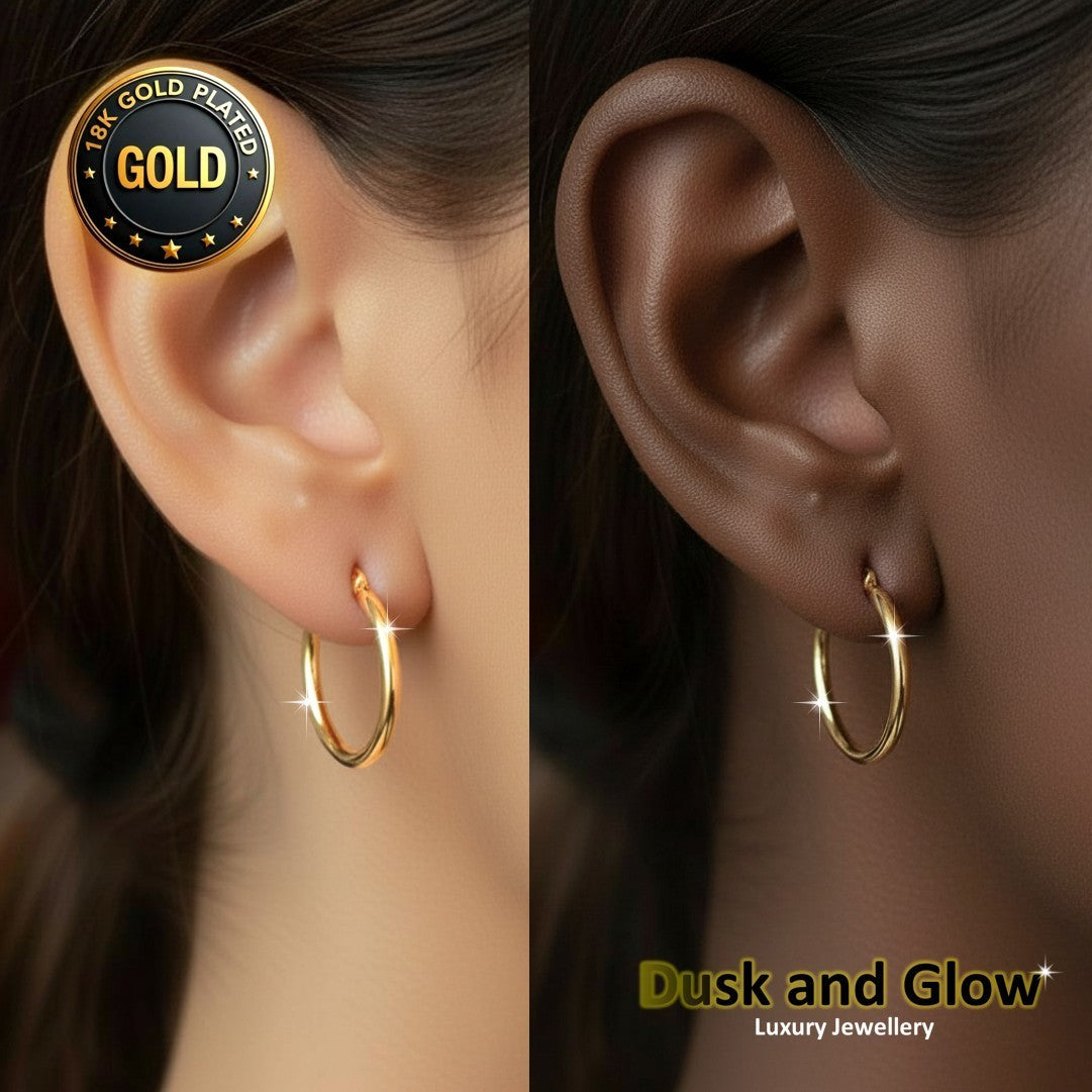 UK Womens Gold Hoop Earrings Genuine 18K Plating Ladies Girls Jewelry Gift NEW2