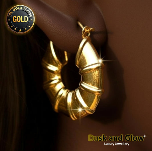 UK Womens Gold Hoop Earrings Genuine 18K Plating Ladies Girls Jewelry Gift NEW0