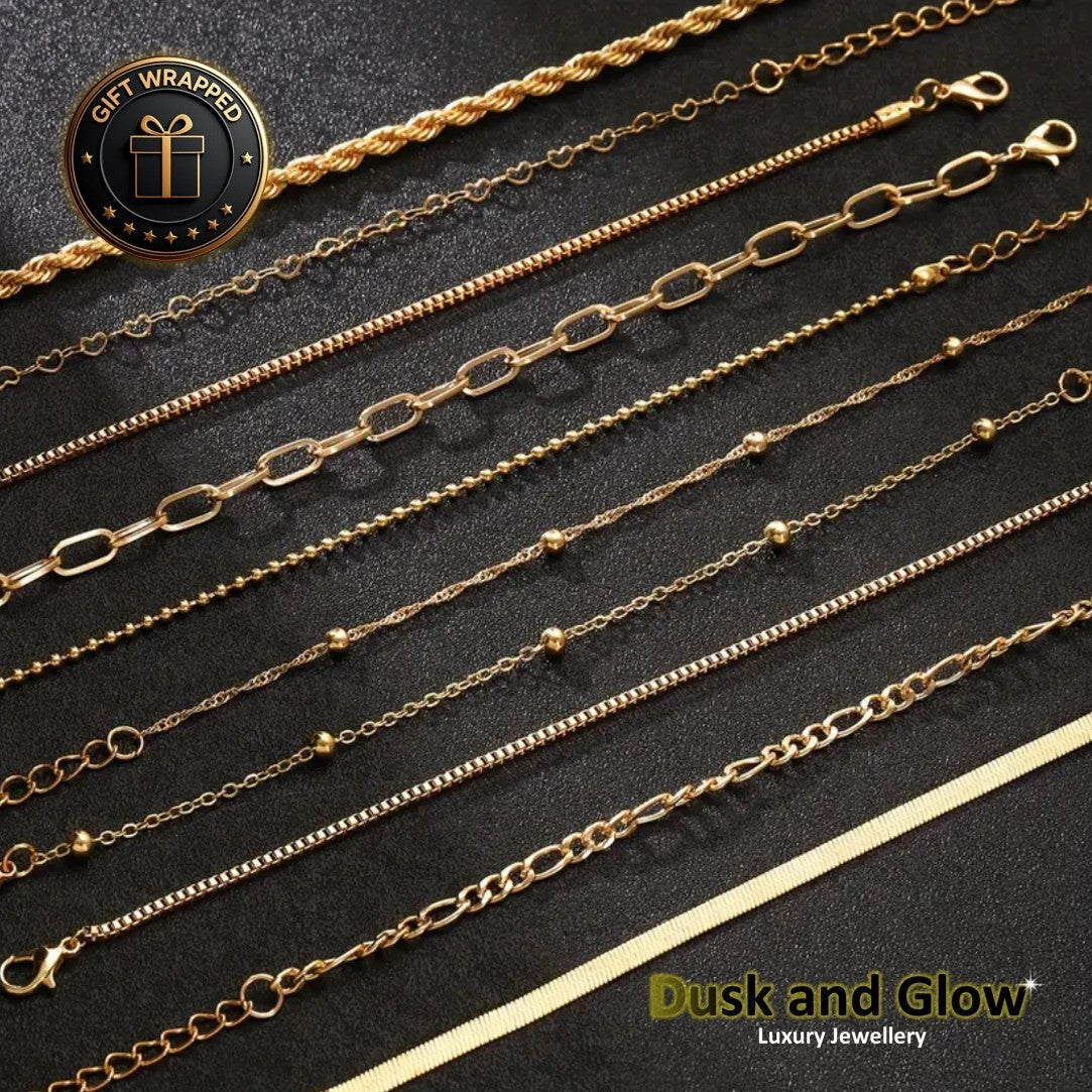 Gold Bracelet Gift Set Chain Simple Holiday Women Ladies Girls Jewellery UK NEW3