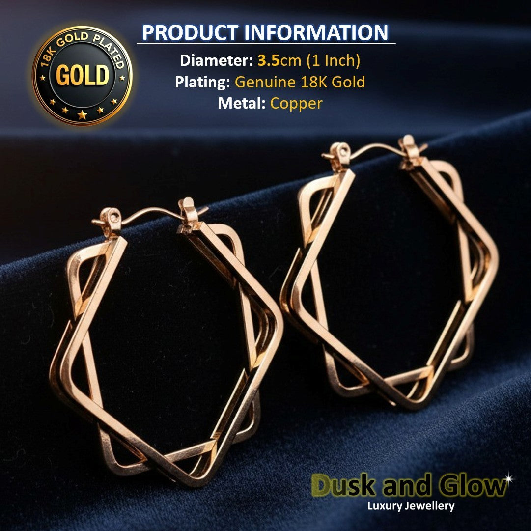 UK Womens Gold Hoop Earrings Genuine 18K Plating Ladies Girls Jewelry Gift NEW2