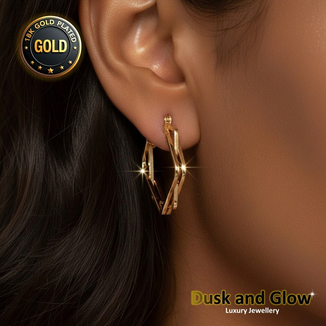 UK Womens Gold Hoop Earrings Genuine 18K Plating Ladies Girls Jewelry Gift NEW1