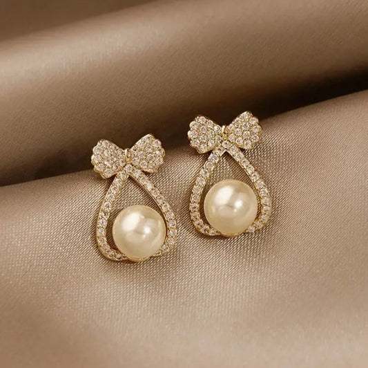 Silver Pearl Stud Earrings Women Ladies Girl Jewellery Gift Set UK NEW0