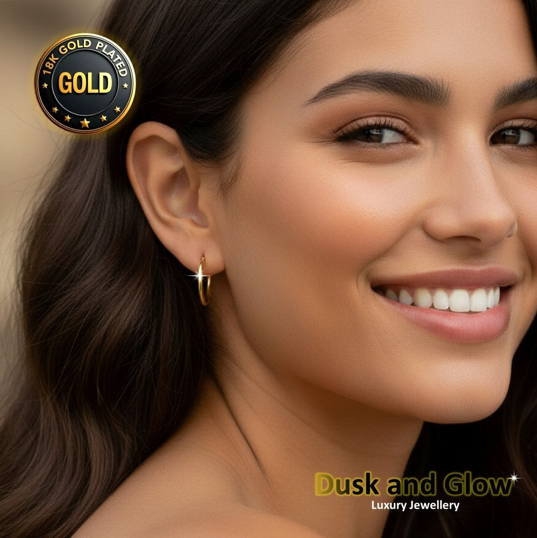 UK Womens Gold Hoop Earrings Genuine 18K Plating Ladies Girls Jewelry Gift NEW1