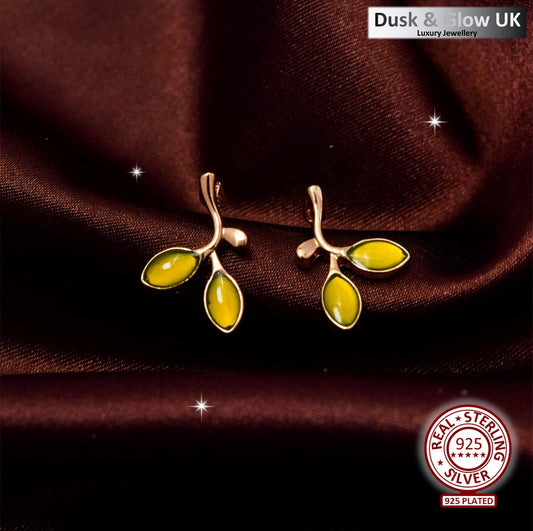 925 Sterling Silver Stud Leaf Drop Earrings Women Girl Jewellery Gift UK NEW0