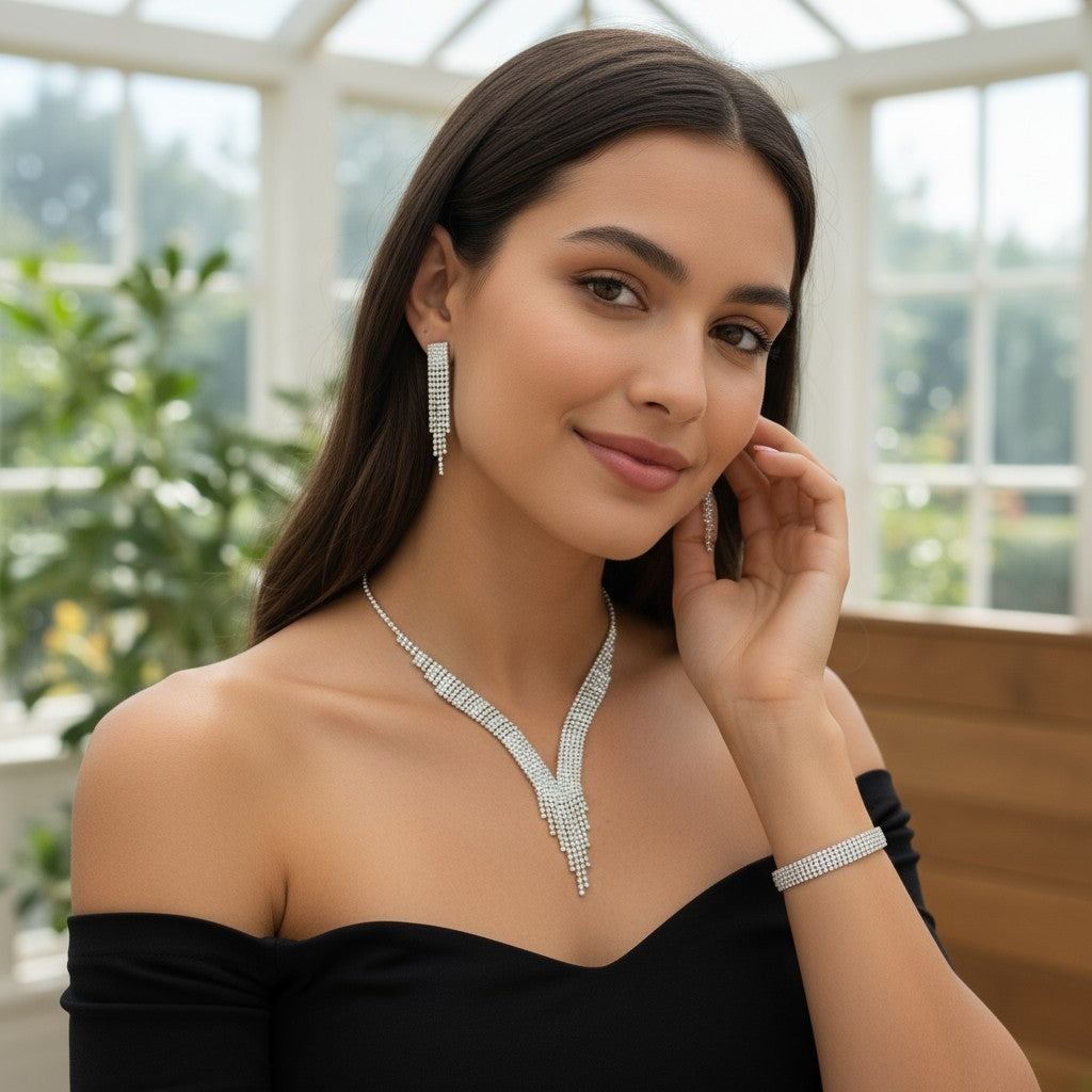 UK Women Ladies Gold Fashion Jewelry Gift Set Necklace Braclet Drop Earrings NEW1