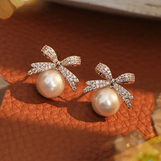Faux Stone Pearl Stud Christmas Earrings Women Ladies Jewellery Gift Pair UK NEW0