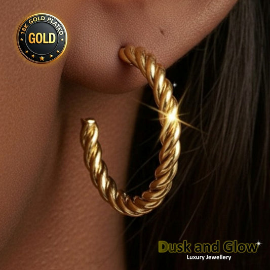 UK Womens Gold Hoop Earrings Genuine 18K Plating Ladies Girls Jewelry Gift NEW0