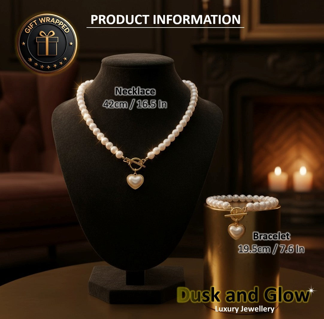 Faux Pearl Jewellery Gift Set Necklace Bracelet Women Ladies Wedding Gift NEW UK5