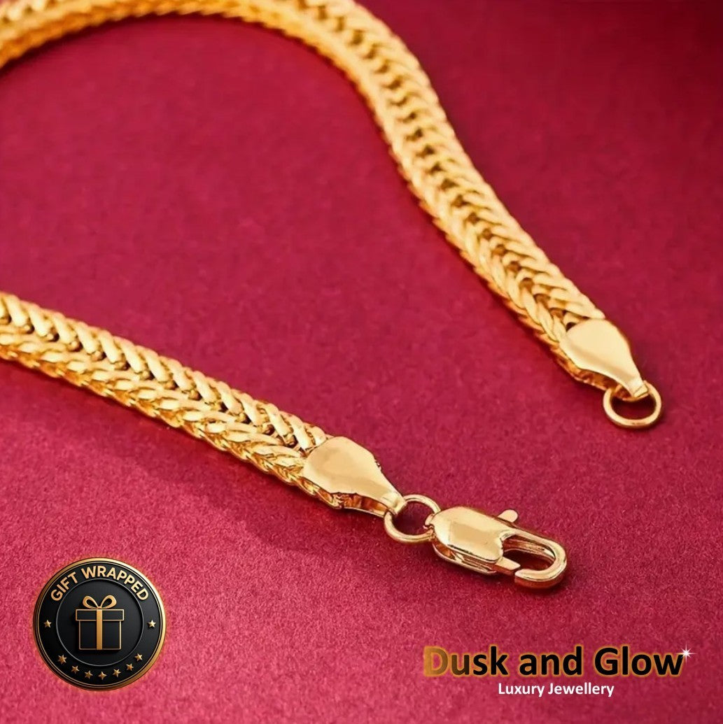 Gold Jewellery Set Necklace Bracelet Chunky Chain Link Women Ladies Gift NEW UK2