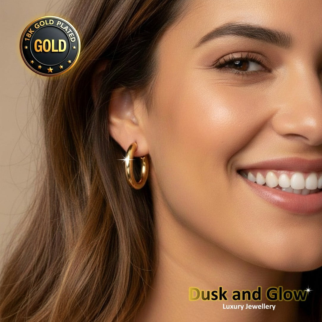UK Womens Gold Hoop Earrings Genuine 18K Plating Ladies Girls Jewelry Gift NEW1