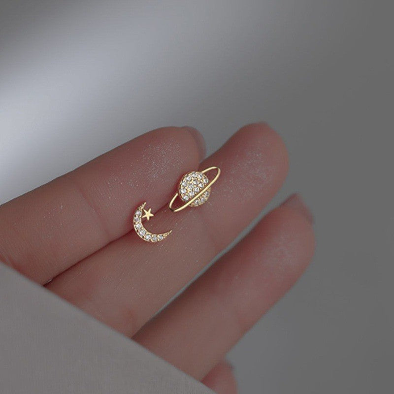 Zirconia Stone Stud Earrings Moon Planet Women Ladies Girl Jewellery Gift UK NEW2