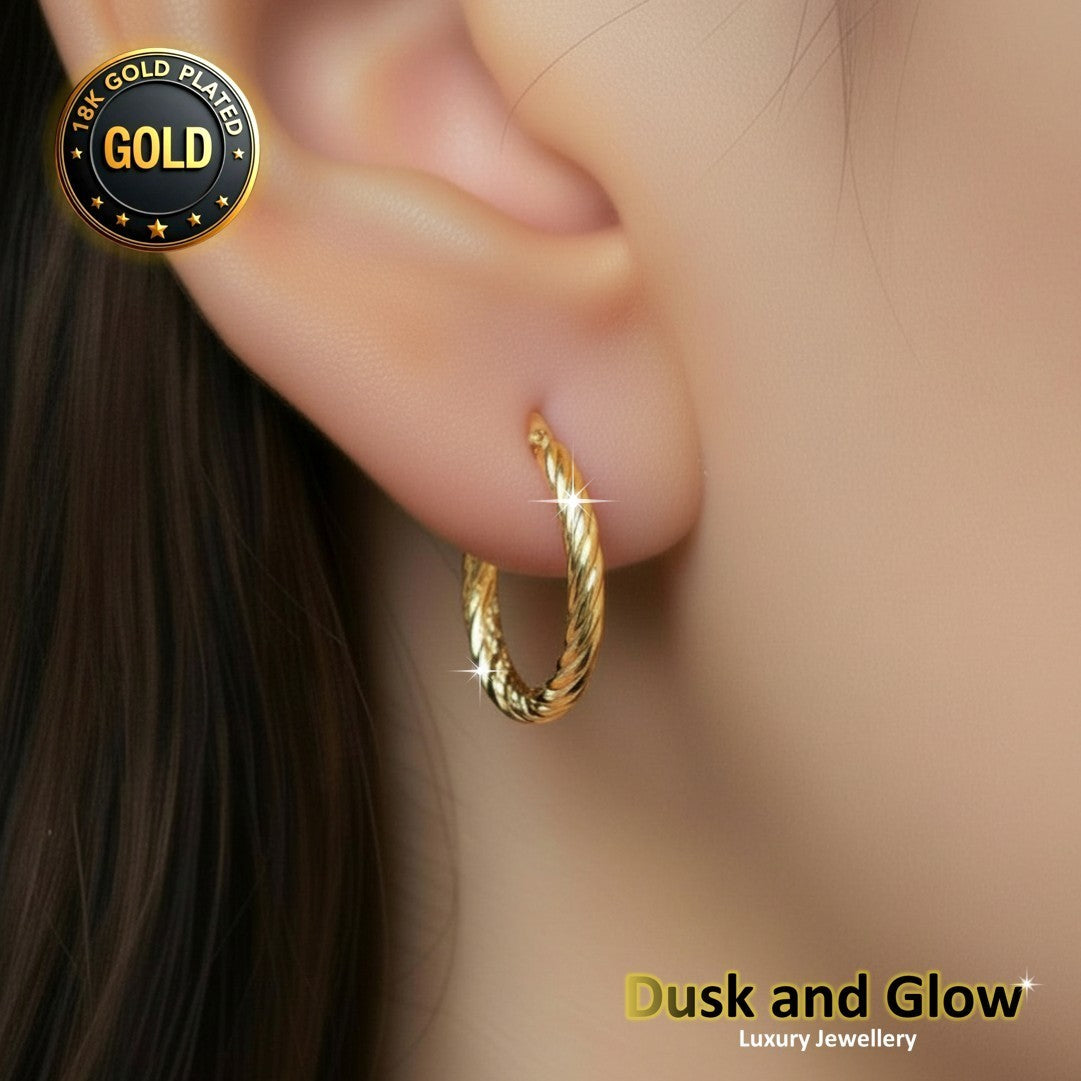 UK Womens Gold Hoop Earrings Genuine 18K Plating Ladies Girls Jewelry Gift NEW2